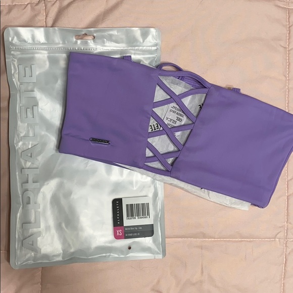 Alphalete Marina Bikini Top in Lilac. - Picture 5 of 7